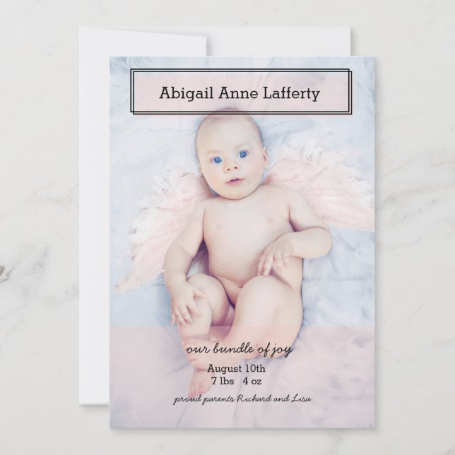 Pink Transparency Box Geburtsankündigung Ankündigung (Vorderseite)