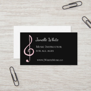 Pink Treble Clef Music Business Cards Visitenkarte