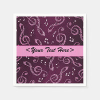 Pink Treble Clefs Stilvoll Napkins personalisieren