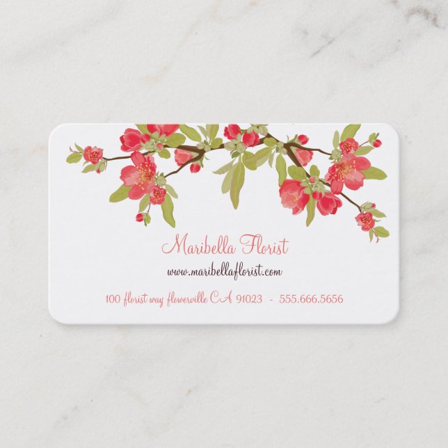 Pink Tree Blossom Business Cards Visitenkarte (Vorderseite)