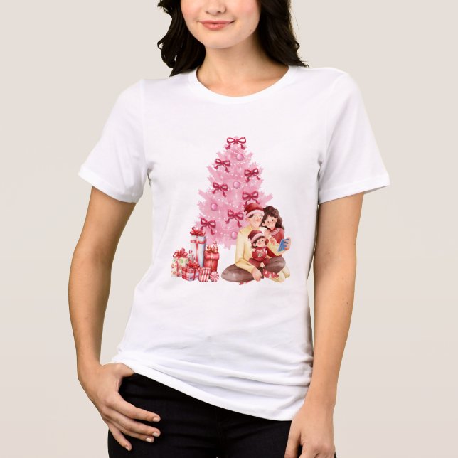 Pink Tree Family Moment #Christmas #Christmastree Tri-Blend Shirt (Vorderseite)