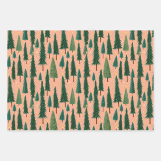 Pink Tree Gift Wrap, Modern Holiday Wrapping Paper Geschenkpapier Set