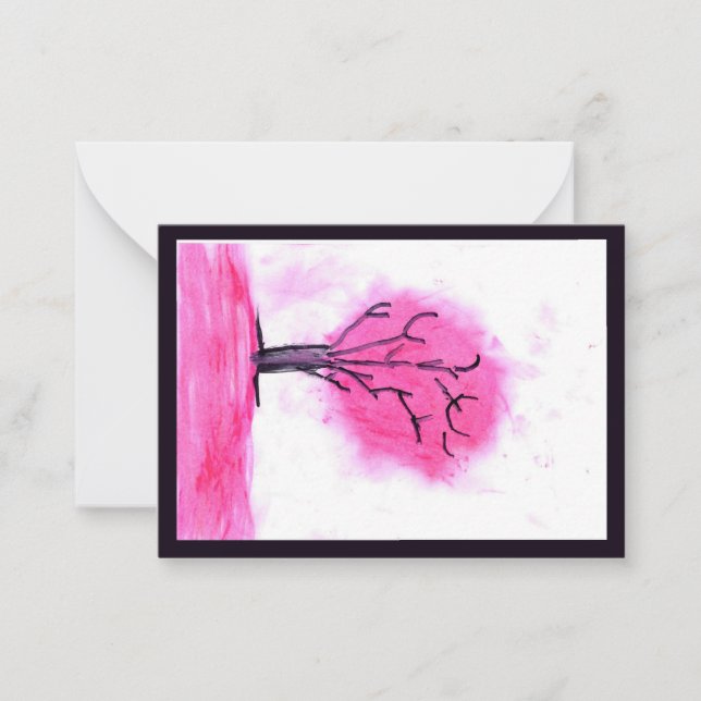 Pink Tree Note Card Mitteilungskarte (Vorderseite)