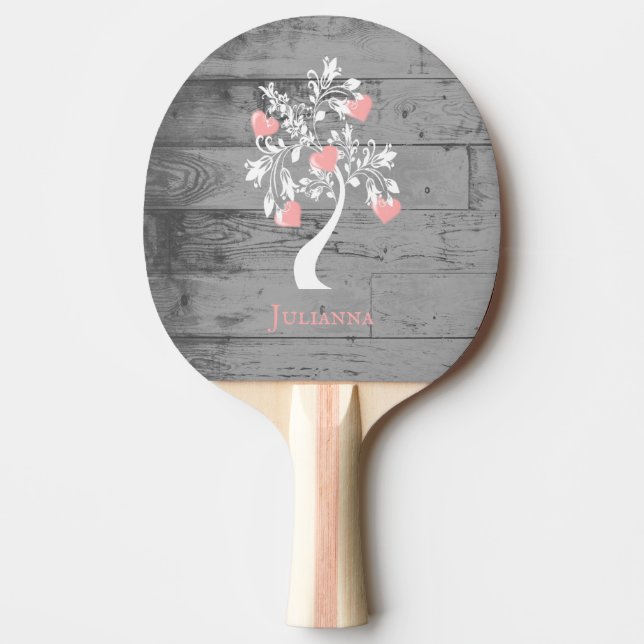 Pink Tree of Hearts Personalisiert Ping Pong Paddl Tischtennis Schläger (Vorderseite)