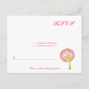 Pink Tree Wedding Bat Mitzvah Sweet 16 UAWG RSVP Karte