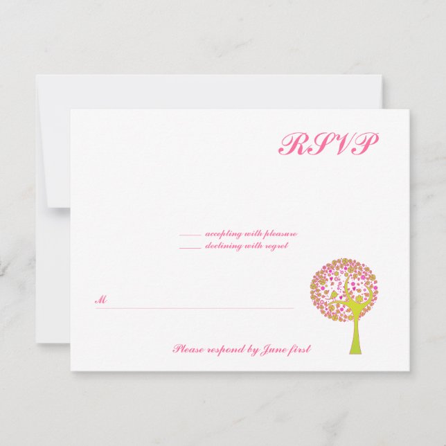 Pink Tree Wedding Bat Mitzvah Sweet 16 UAWG RSVP Karte (Vorderseite)