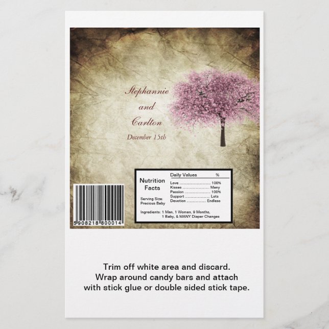 Pink Tree Wedding Large Hershey's Wrapper Flyer (Vorne)