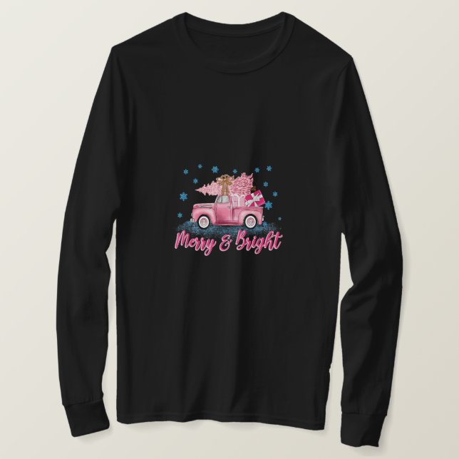 Pink Tree Weihnachten froh und hellrosa LKW XM T-Shirt (Design vorne)