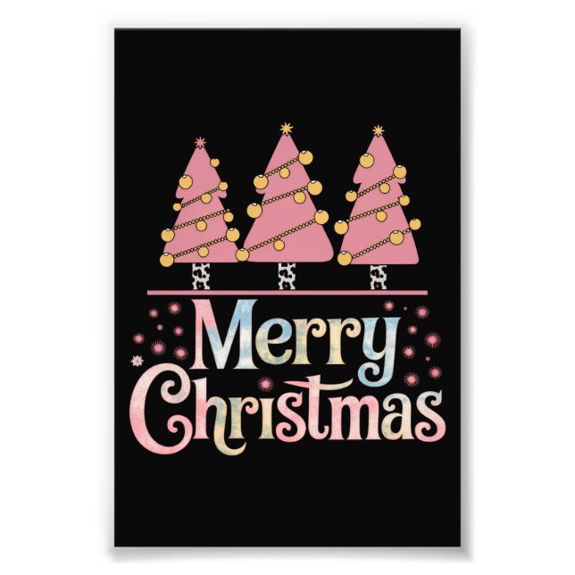 Pink Tree Weihnachtsfest Wintermädchen Fotodruck (Vorne)