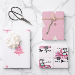 Pink Tree Wrapping Paper Geschenkpapier Set