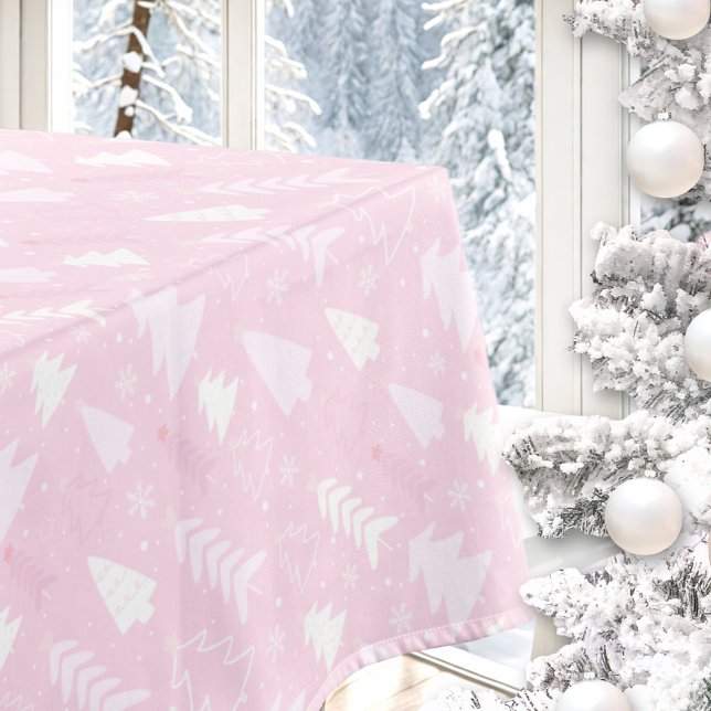 Pink Trees Winter Christmas Tablecloth Tischdecke (Pink Trees Winter Christmas Tablecloth)