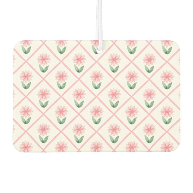 Pink trellis grandmillenial classic pretty preppy autolufterfrischer (Vorderseite)