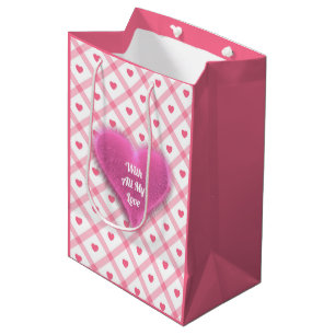 Pink Trendy Heart Valentinstag Collection Mittlere Geschenktüte