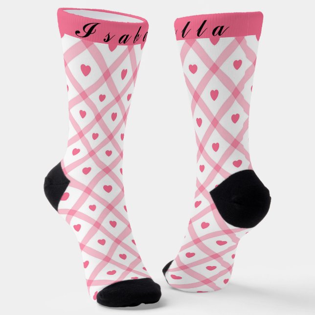 Pink Trendy Heart Valentinstag Collection Socken (Gewinkelt)