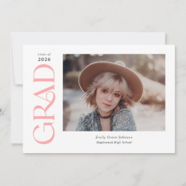 Pink Trendy Serif Zwei Fotos Abschluss Ankündigung