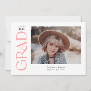Pink Trendy Serif Zwei Fotos Abschluss Ankündigung