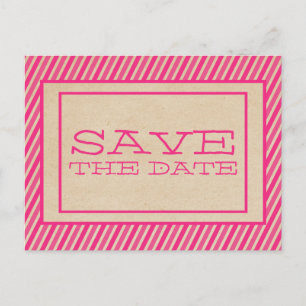 Pink Trendy Stripes Save the Date Postkarte