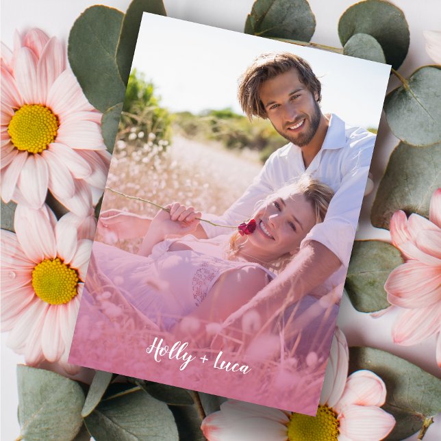 Pink Trendy Transparency Effect Photo Couple Einladung (Von Creator hochgeladen)