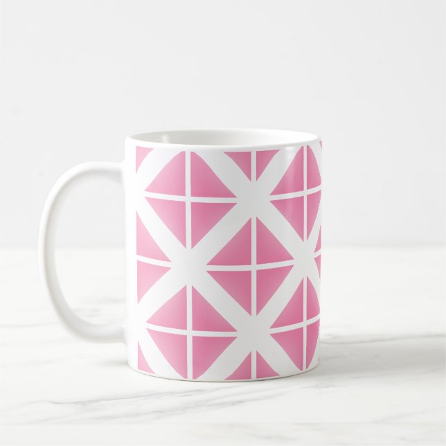 Pink Trendy Triangle Pattern Kaffeetasse (Links)