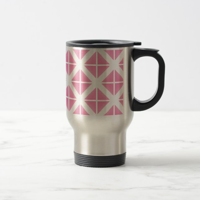 Pink Trendy Triangle Pattern Reisebecher (Rechts)
