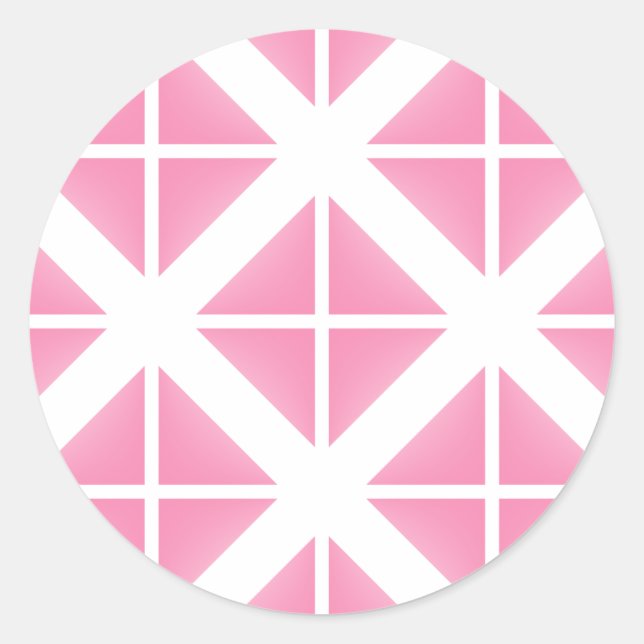Pink Trendy Triangle Pattern Runder Aufkleber (Vorderseite)