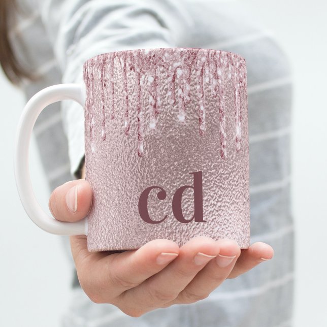 Pink-Tropfen-Monogramm Kaffeetasse (Von Creator hochgeladen)