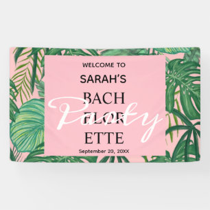 Pink Tropical Beach Palm Bachelorette Empfang Banner