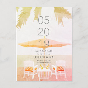 Pink Tropical Beach Stühle Save the Date Postkarte