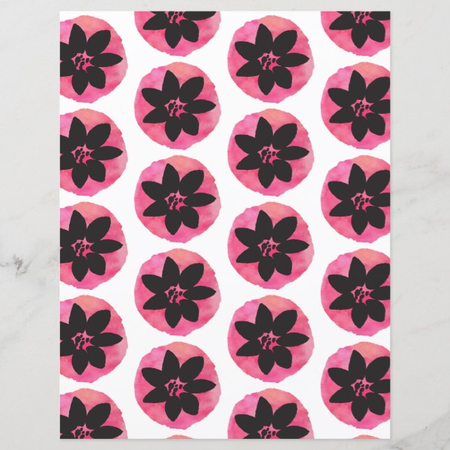 Pink Tropical Blume Patter Scrapbookpaper (Vorderseite)