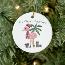 Pink Tropical Christmas Flamingo