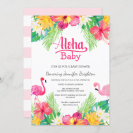 Pink | Tropical Flamingo Luau Babydusche Einladung