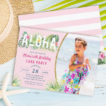 Pink Tropical Floral Aloha Luau Birthday Foto Einladung<br><div class="desc">Pink Tropical Floral Aloha Luau Geburtstags Foto Einladung</div>
