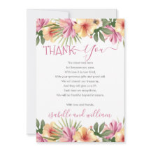 Pink Tropical Floral Blooms Baby Dusche Vielen Dan