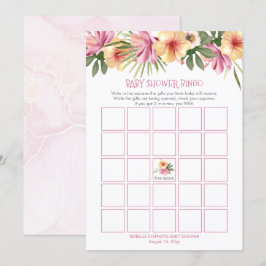 Pink Tropical Floral Blooms Baby Showkarte Einladung