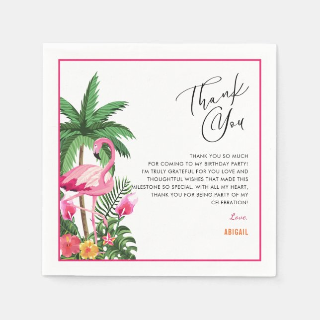 Pink Tropical Hawaiian Adult 25th Birthday Napkins Serviette (Vorderseite)