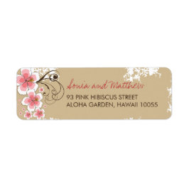 Pink Tropical Hibiskus Chic Wedding Address Labels