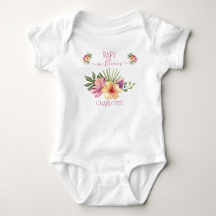 Pink Tropical Hibiskus Floral Baby in Bloom Strampler