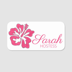 Pink Tropical Island Hawaiian Hibiskus Blume Namensschild