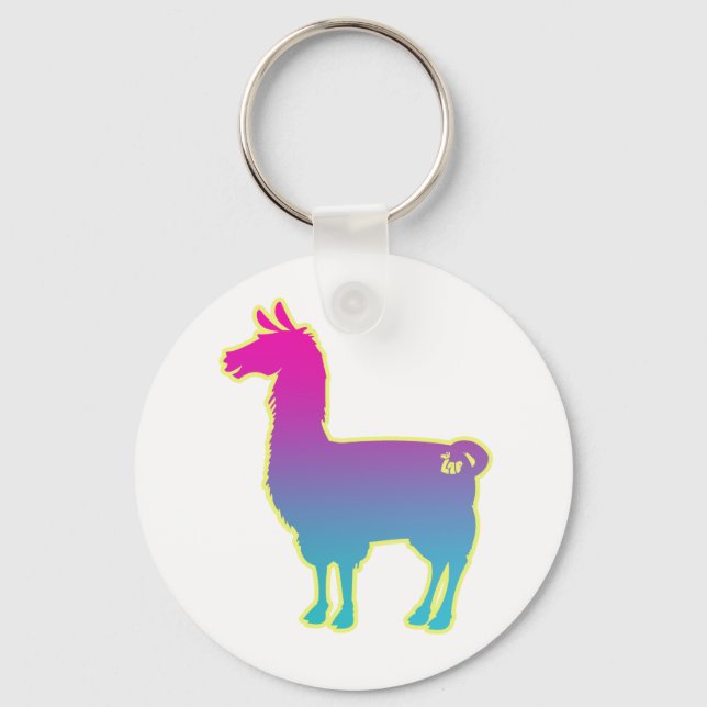 Pink Tropical Llama Schlüsselanhänger (Vorderseite)