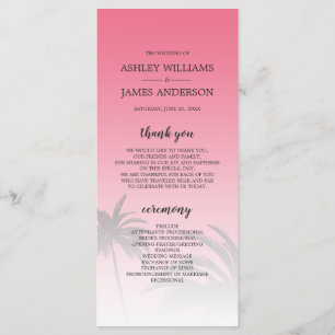 Pink Tropical Palm Tree Beach Hochzeit Programm