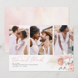 Pink Tropical Pampas Grass Wedding Vielen Dank Dankeskarte