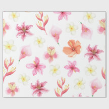 Pink Tropical Watercolor Floral Pattern