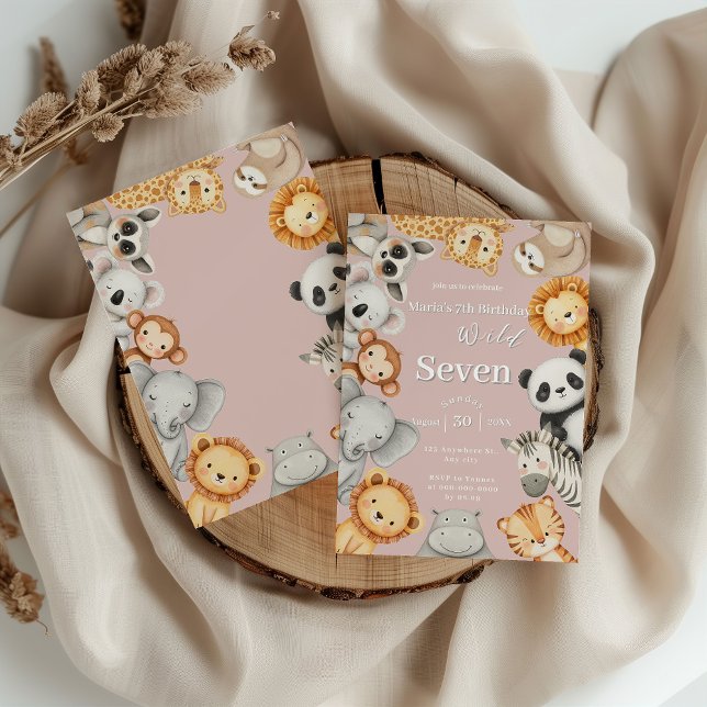 Pink Tropical Wild Jungle Safari Tiere Einladung (Von Creator hochgeladen)