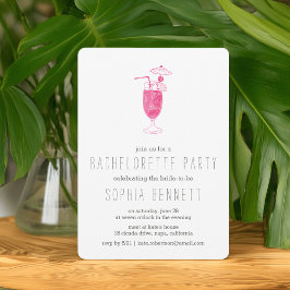 Pink Tropischer Cocktail Junggeselinnen-Abschied Einladung