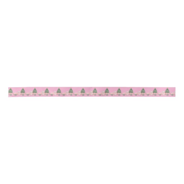 Pink Truck Christmas Ribbon Satinband (Vorderseite)
