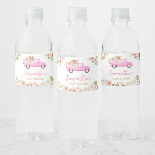 Pink Truck Pumpkin Baby Dusche Wasserflaschenetikett
