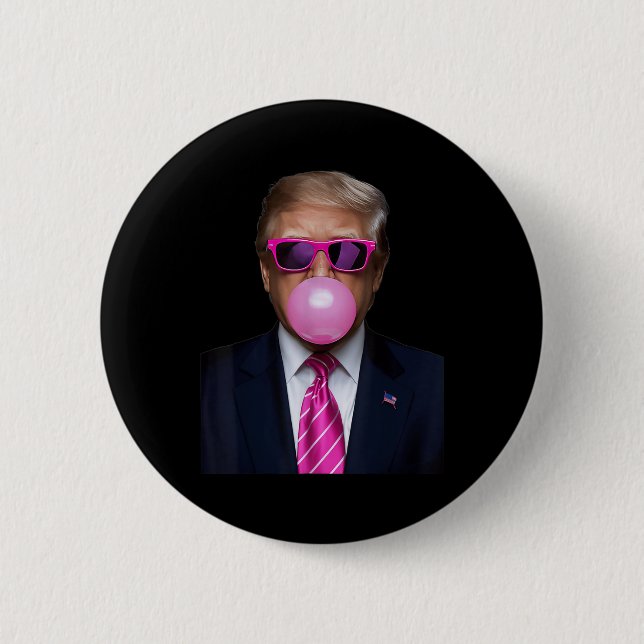 Pink Trump Bubble Gum Gift 2024 Abstimmung Präside Button (Vorderseite)