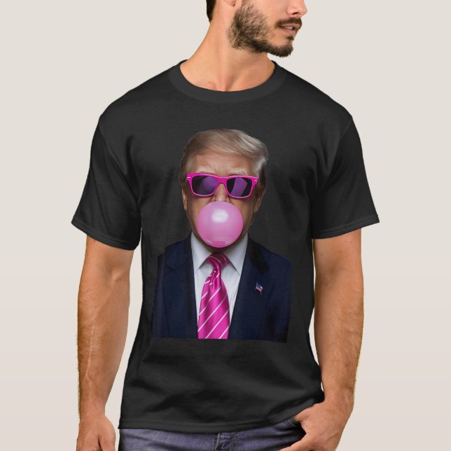Pink Trump Bubble Gum Gift 2024 Abstimmung Präside T-Shirt (Vorderseite)