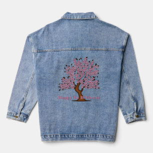 Pink Tu B'Shevat Blume Tree Jeansjacke