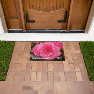 Pink Tubery Begonia Floral Willkommen Fußmatte
